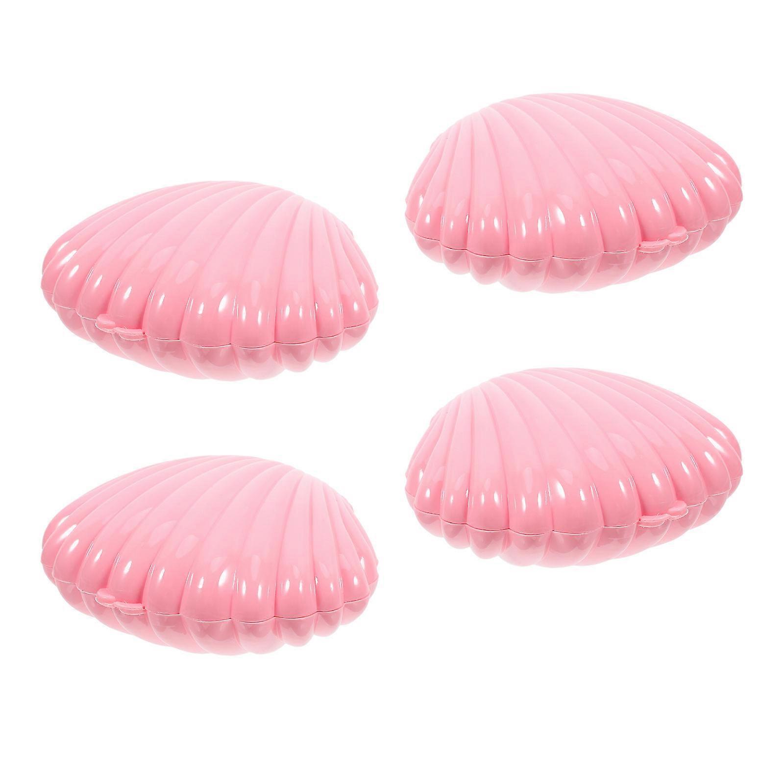 Pink Plastic Seashell Boxes for Storage Use Ideal for Candies Jewelry and Small Items 11x9x5cm Set of 4