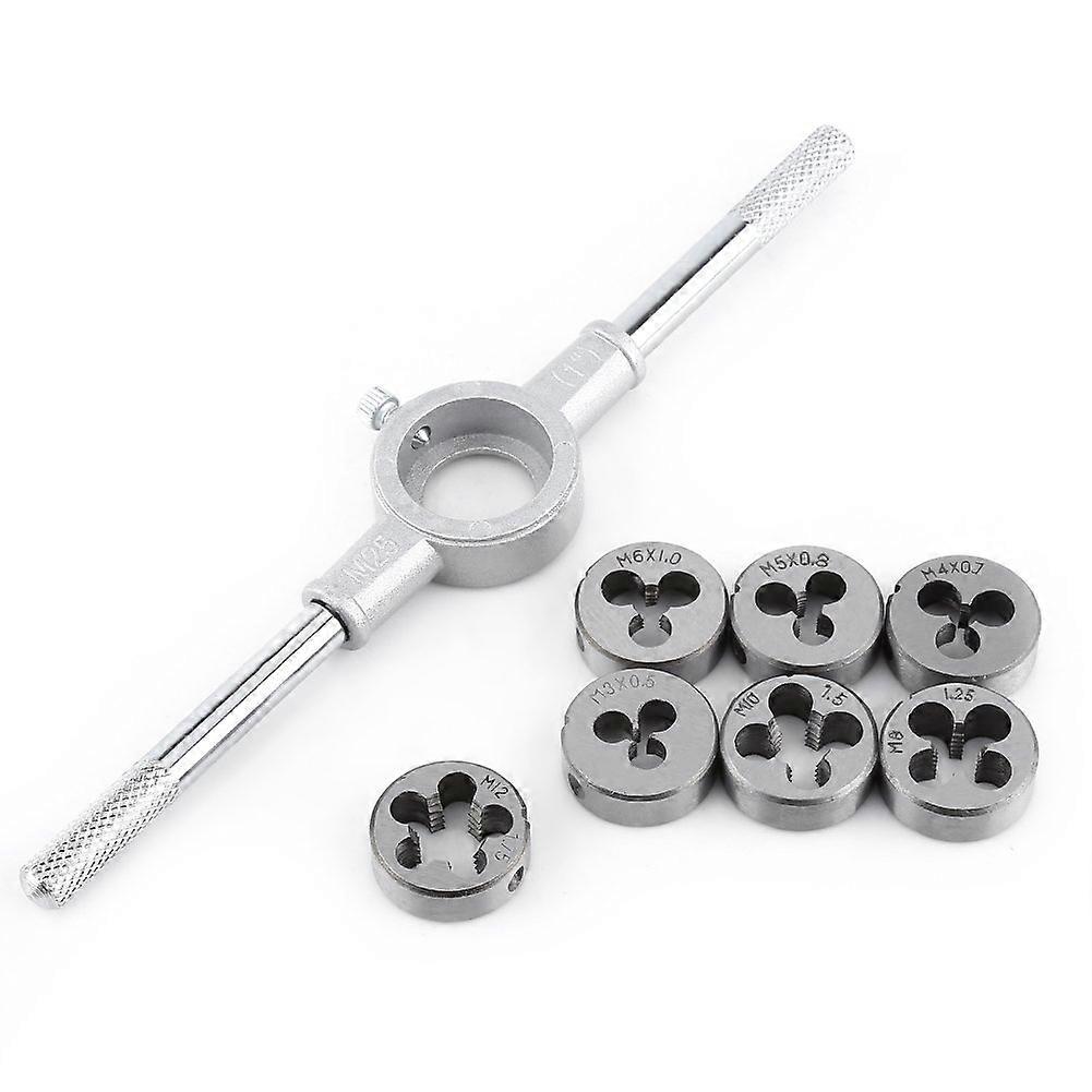 8PCS/Set Handheld Metric Screw Die Set M25 External Thread, Bearing Steel Coarse Thread Cutting Tapping Hand Tool Kit