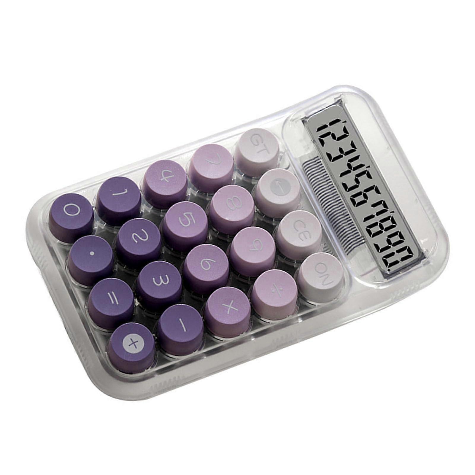 Studentfriendly transparent calculator with large buttons and 10digit functions, portable for school and office use (Purple).