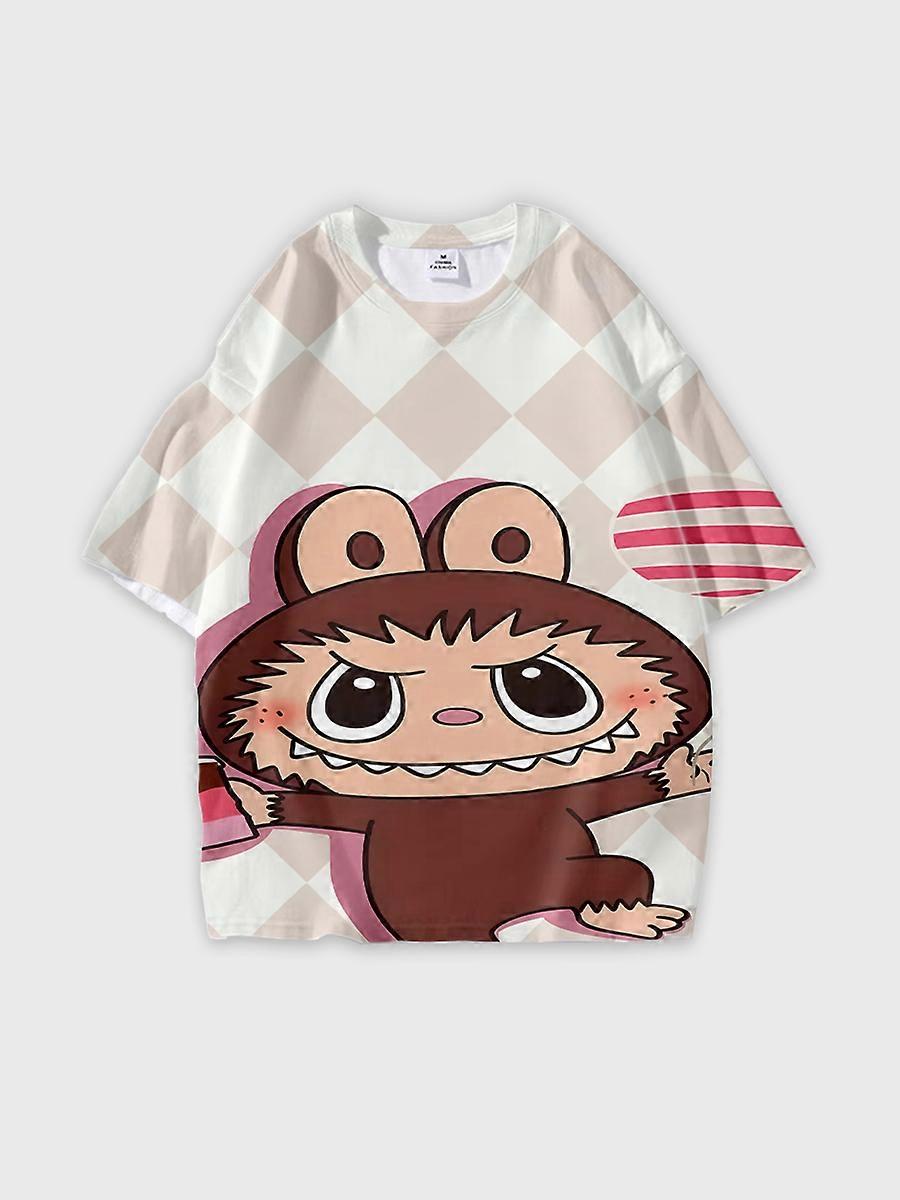 T-shirt round neck Pattern loose short sleeve K797