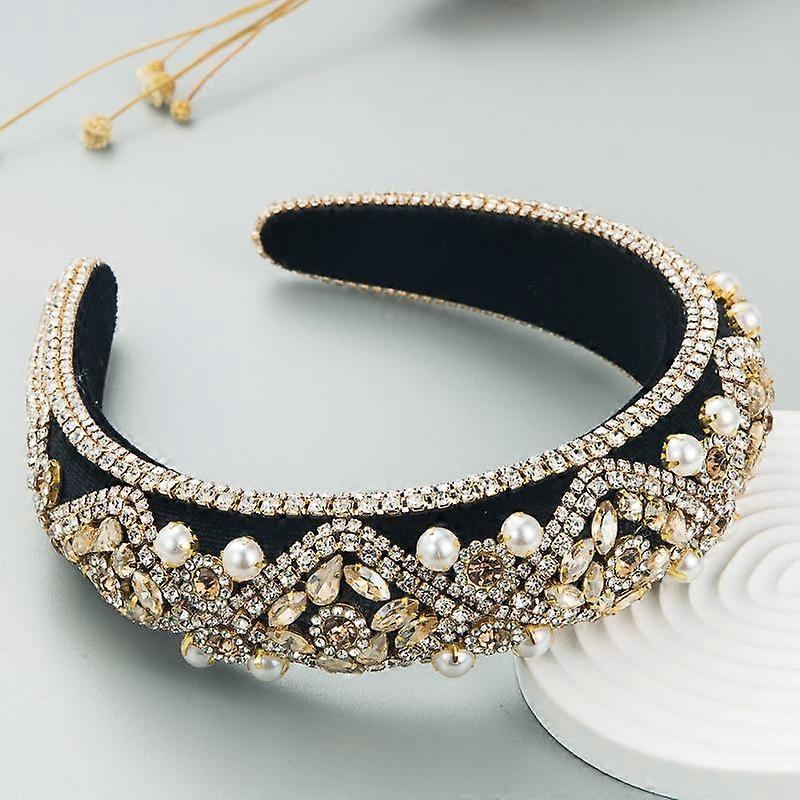 Europe and The United States New Heavy Craft Diamond-inlaid Pearl Velvet Retro Sponge Head Hoops