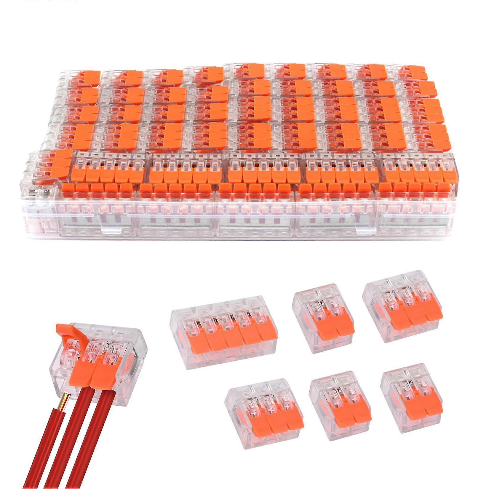 Connection Terminals Pack of 90, 4 mm² Fireproof PC Cable Connectors for 2-3-5 Conductor Electric Wire Clamps
