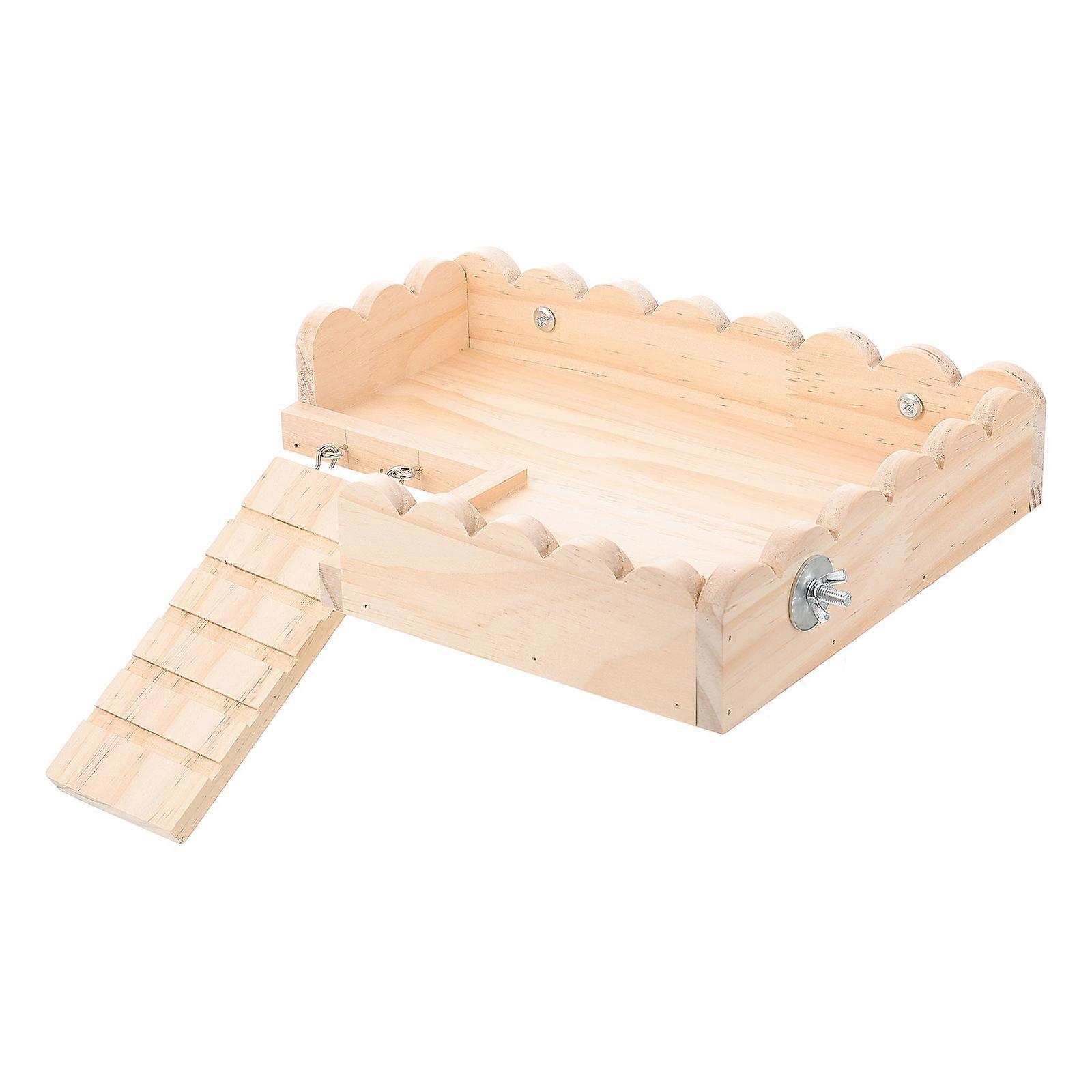 Khaki Hamster Platform with Ladder Toy for Pet Cage Accessories Durable Synthetic Material 7.87"x3.94"x2.95"