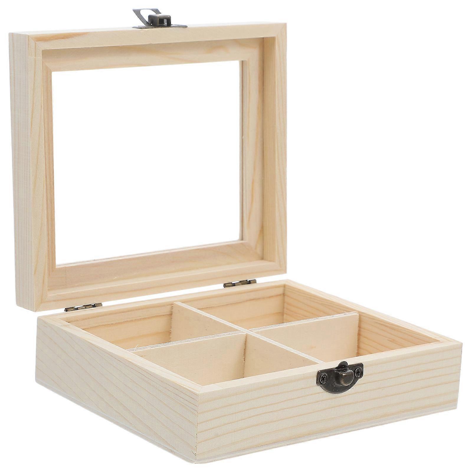 Tea Storage Organizer with Compartments 1 Set Wooden Tea Chest for Tea Coffee Bag Holder