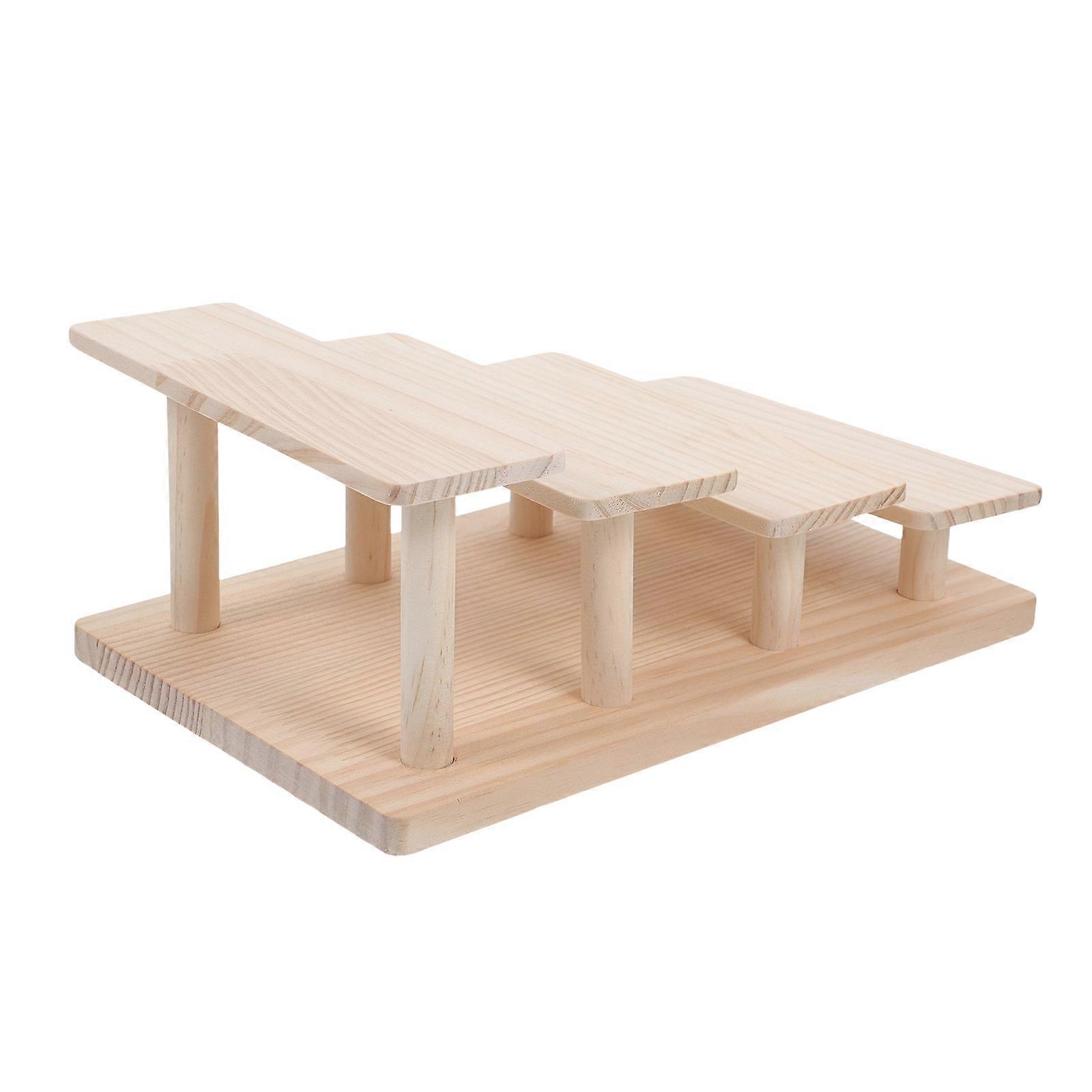 Wooden Eyewear Display Stand for Storage Beige 4 Tier Crafted from Solid Wood