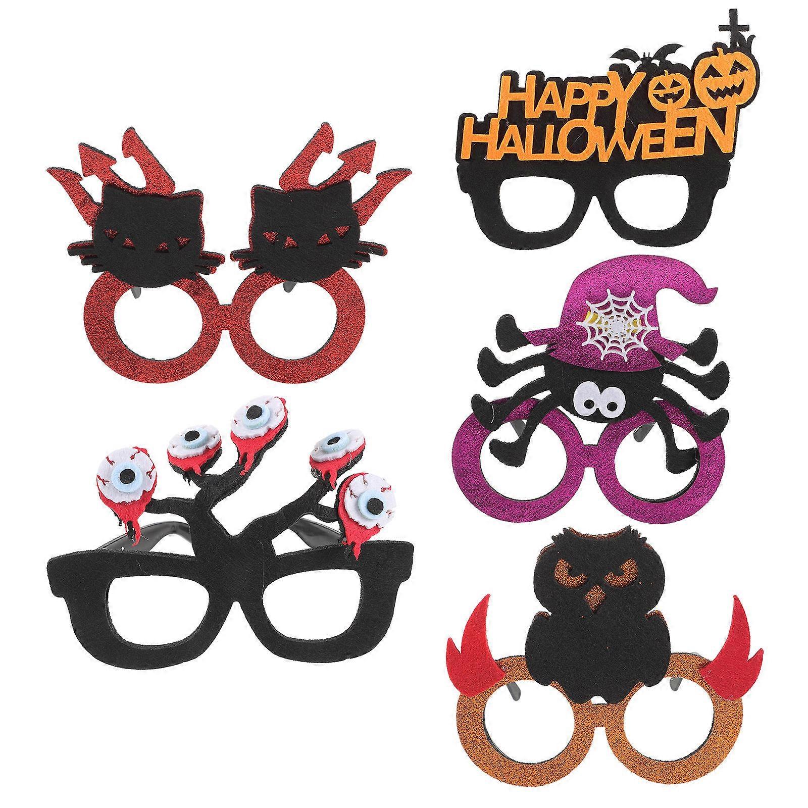 Halloween Glasses Frames for Decoration Lightweight Plastic Felt Assorted Color 5pcs