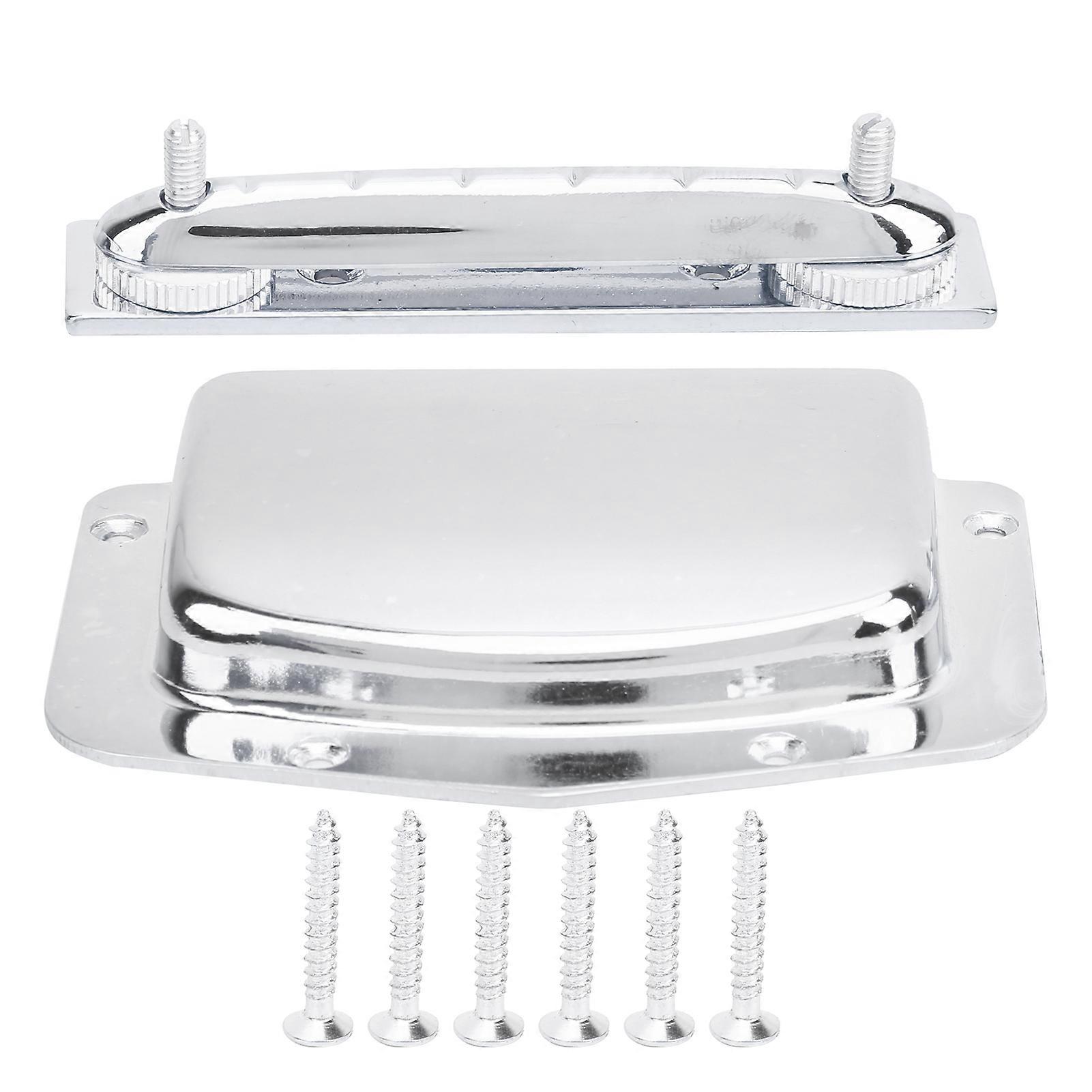 Adjustable Fixed Bridge Tailpiece Metal for Electric Guitar with Protective Cover ShellSilver