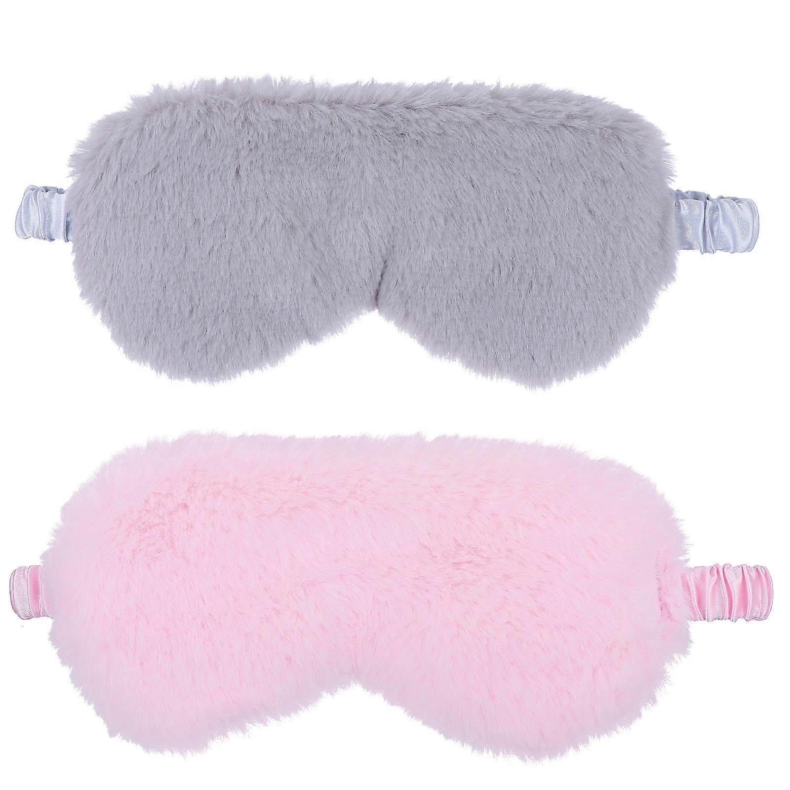 Plush Sleeping Eye Masks Soft Travel Blindfolds for Men and Women, Lightweight Eye Covers for Naps, Camping, Flights, and Deep Sleep (2pcs, Grey)