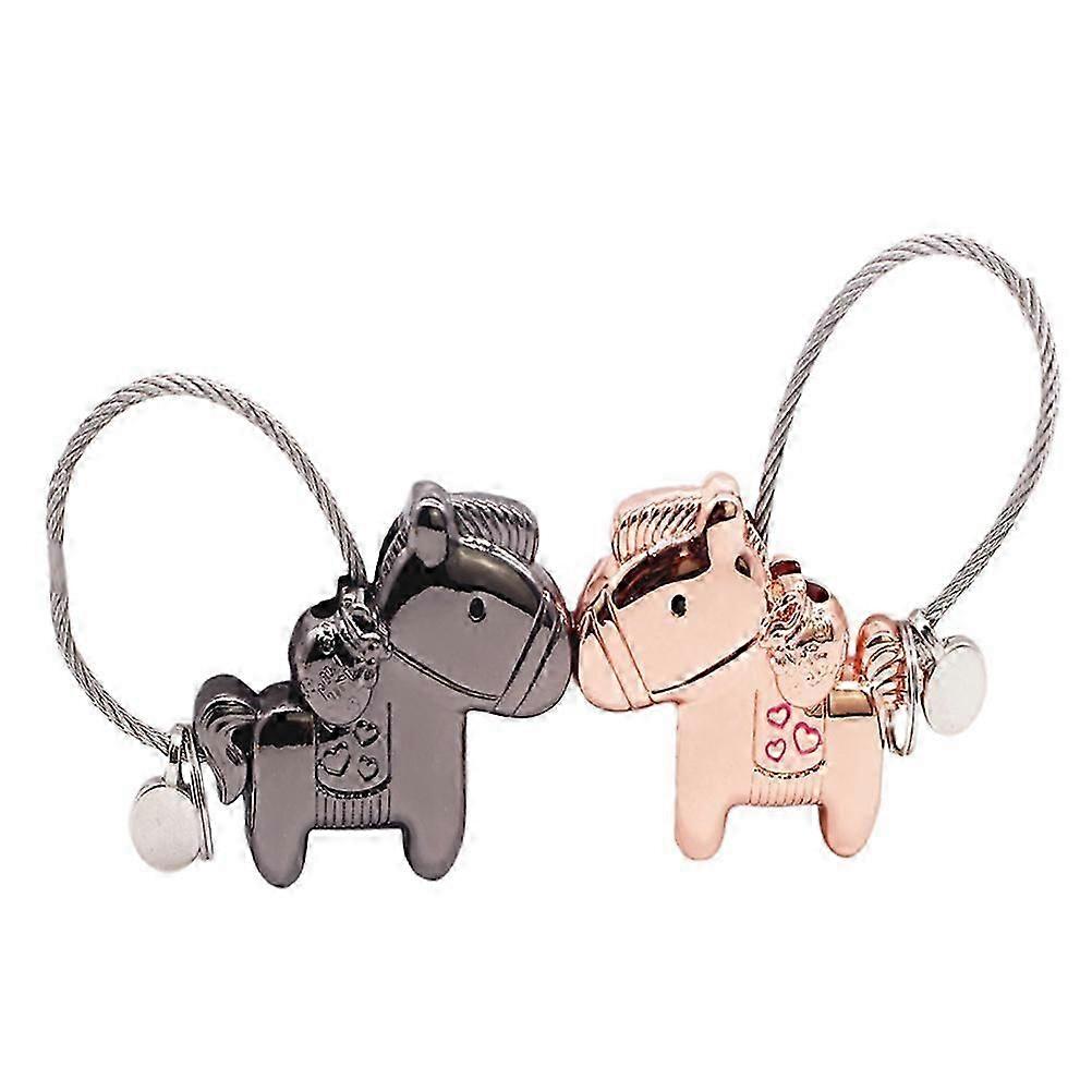 Simple Design Keychain Couple Keychain Zinc Alloy Material 2Pcs mi