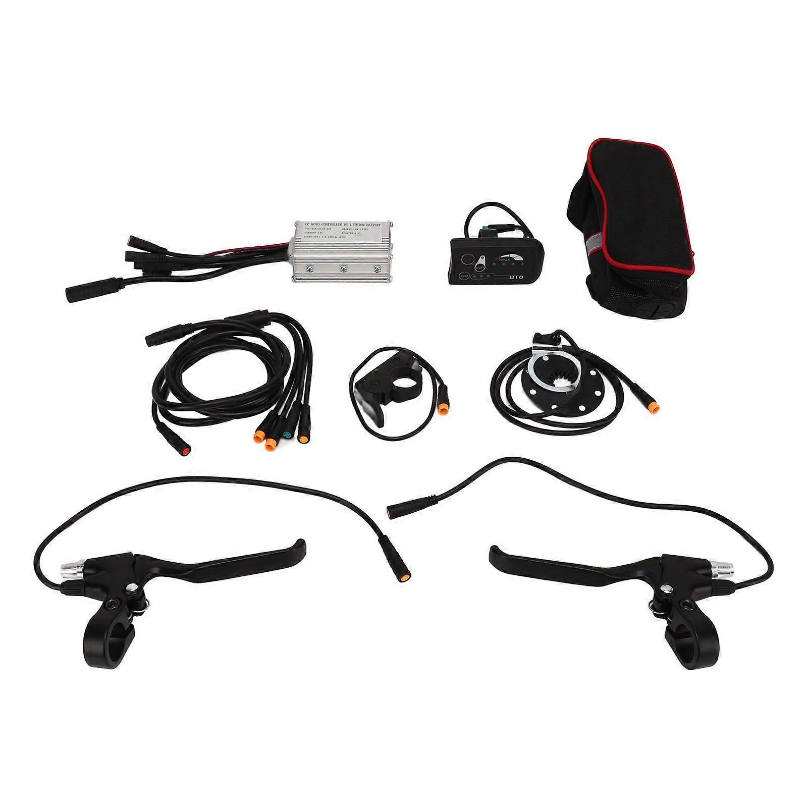 15A Waterproof Electric Bike Motor Controller Set S810 Panel 8C Power Assist Sensor with 1 To 5 Connecting Wire for 250W Motor