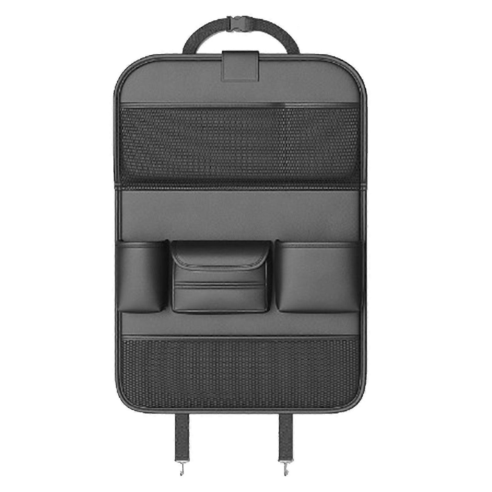 Durable foldable car seat back organizer with table design
