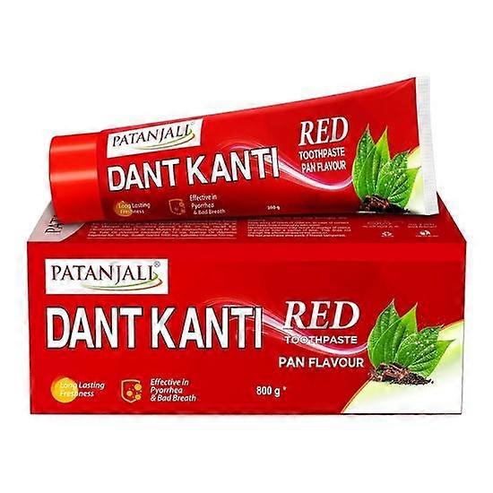 Patanjali Dant Kanti Red Toothpaste 800g (200x4) with Pan flavour, Helps in Reduction in Bad Breath, Cavity Free Smile, Freshness with Protection