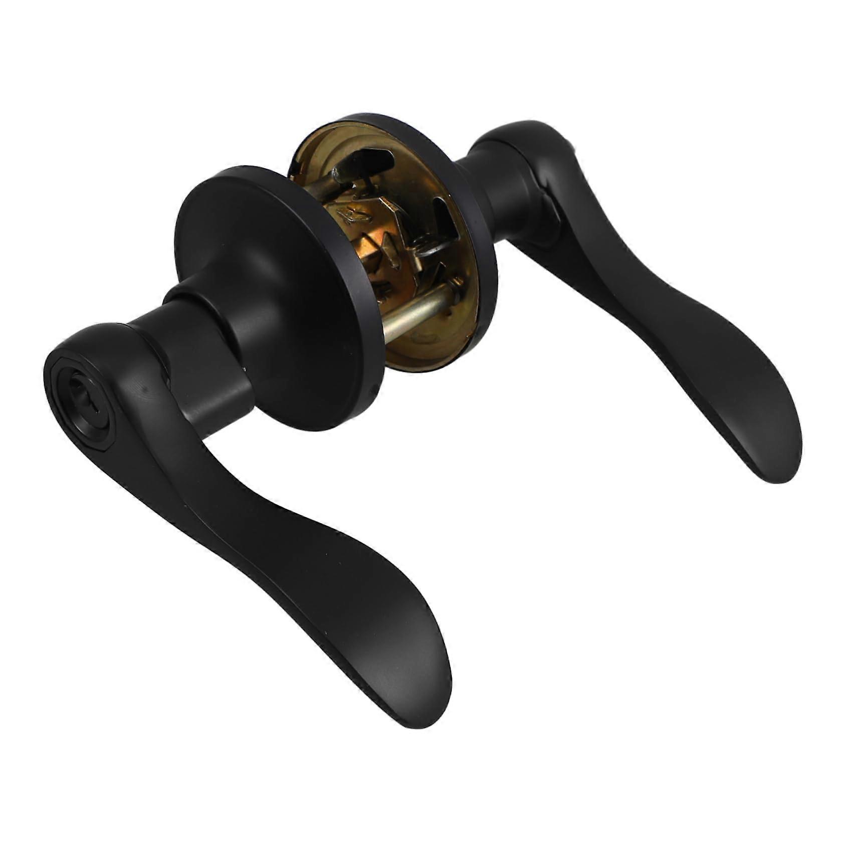 1 Set Privacy Door Handle for Interior Wave Style Door Lever Zinc Alloy with Key for Bedroom and Bathroom Keyless Door Lock for Modern