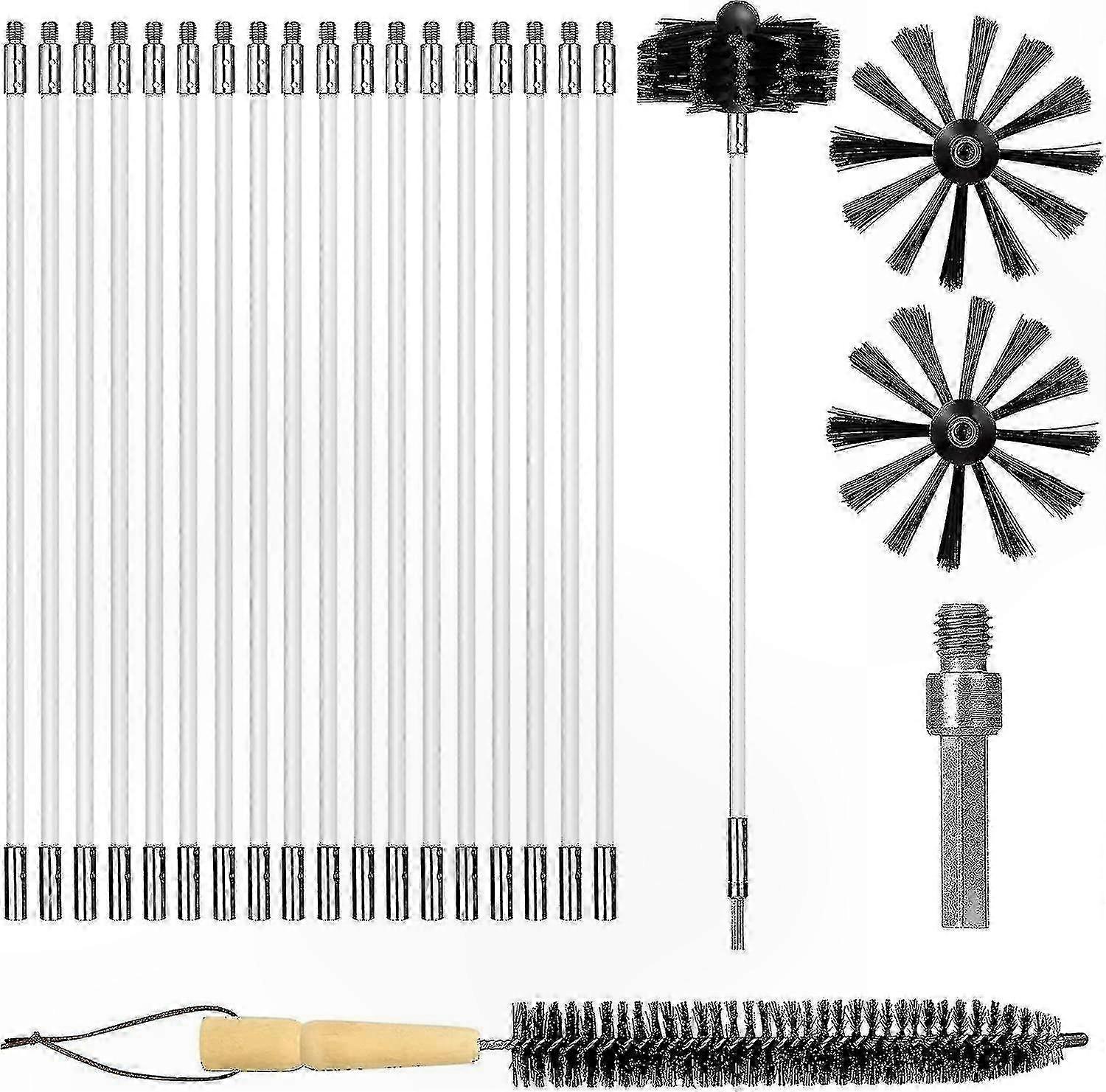 22 Pack Chimney Cleaning Brushes Duct Vent Cleaning Kit Chimney Sweeping Kit