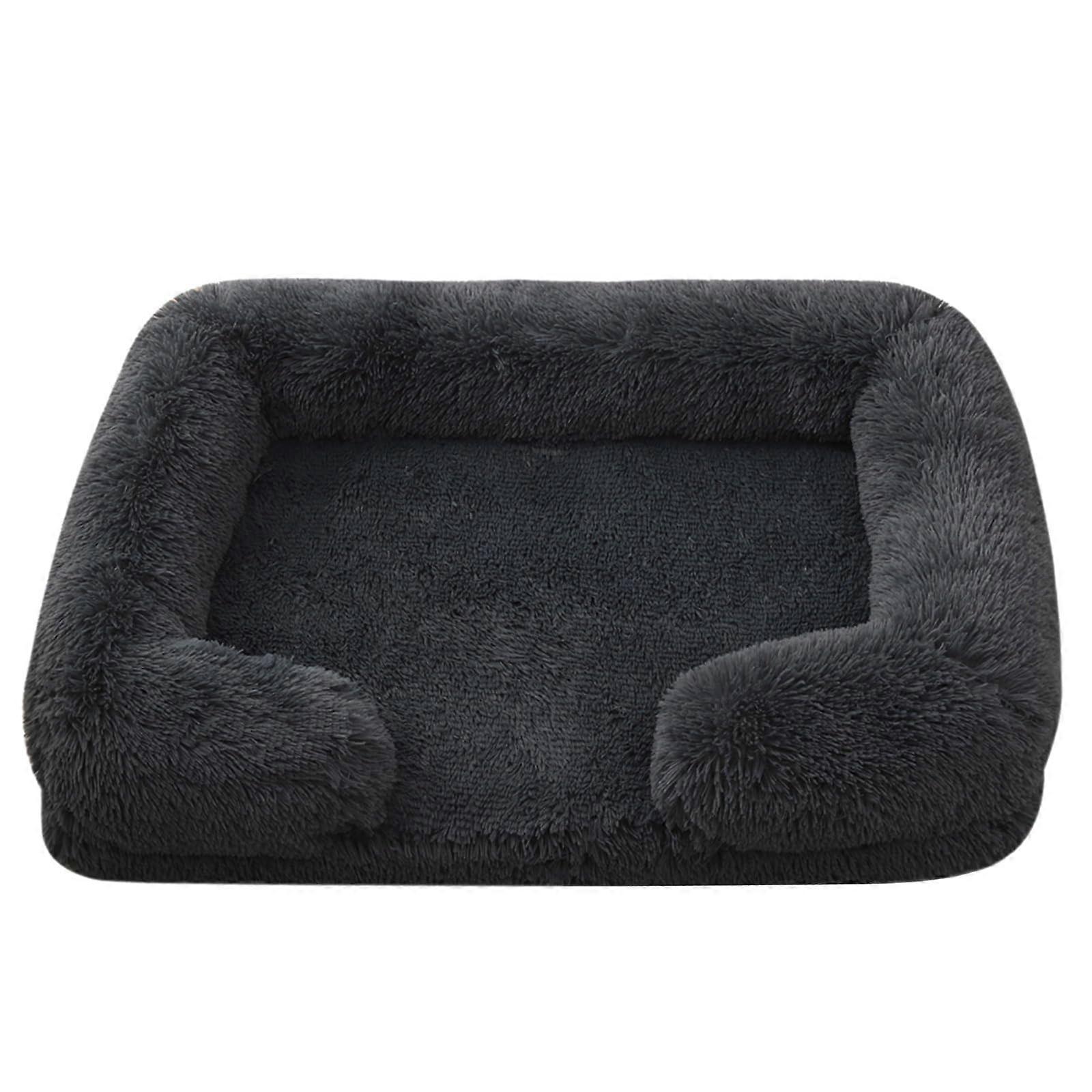 Sofa Pet Bed, Warm Pet Couch Dog Cat Bed with Washable Cover and NonSlip Bottom (Dark Gray, S)