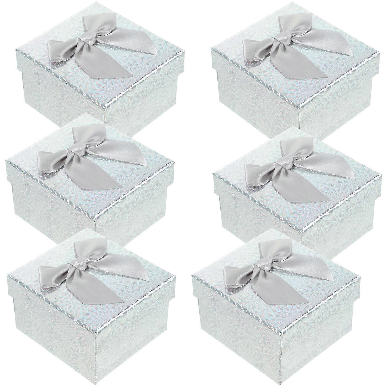 Grey Jumbo Gift Box Set of 6 Paper Storage Boxes for Gifts with Smooth Edges and Beautiful Ribbons