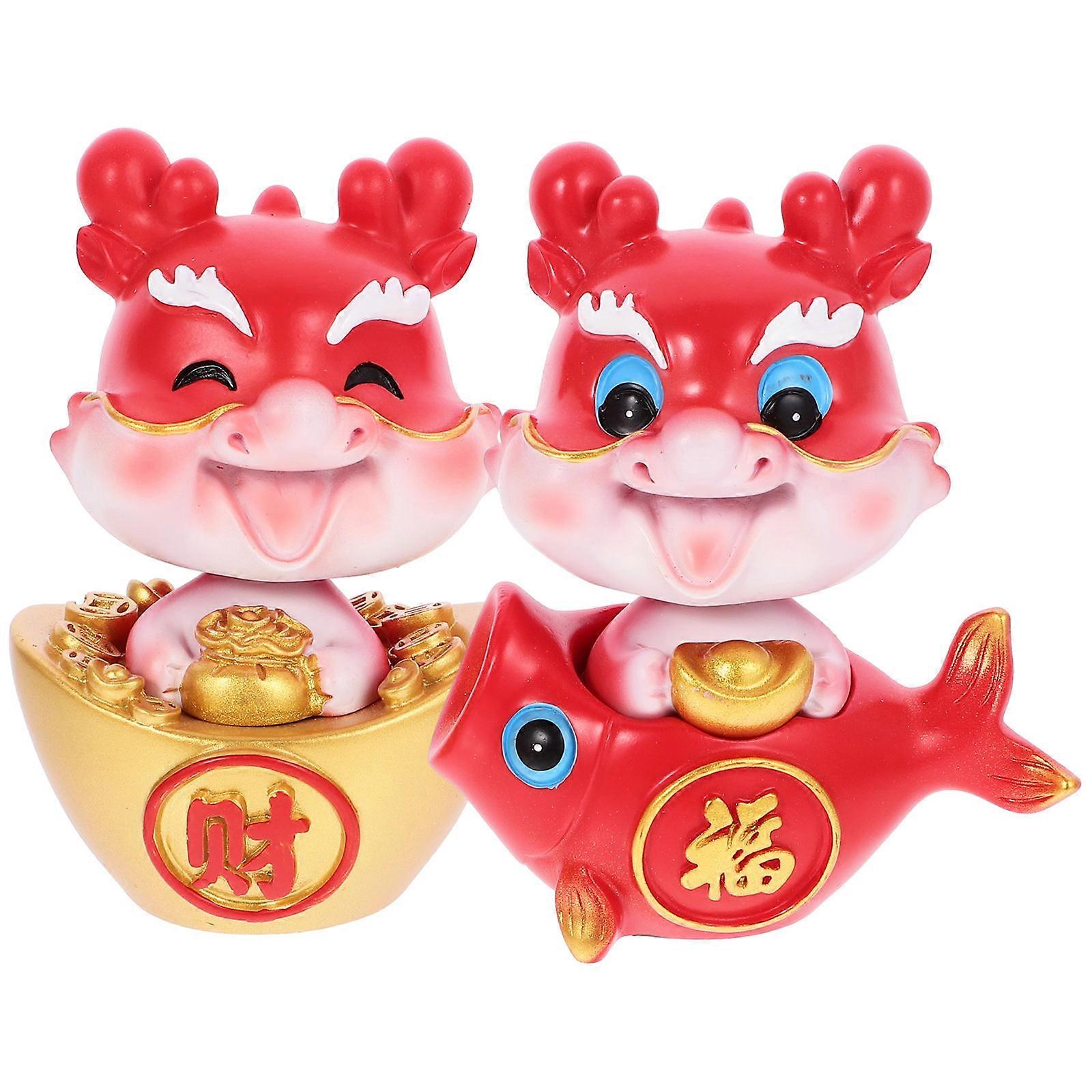 Resin Dragon Ornaments 2Pcs Suitable For Office Environments Showcasing Adorable Design And Excellent Visual Appeal
