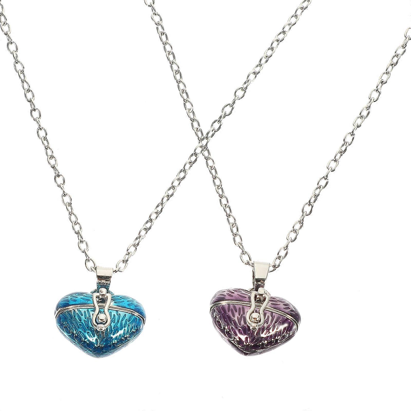 Assorted Color Copper Heart Locket Pendant Necklace for Decoration Openable and Lockable 2 Pieces