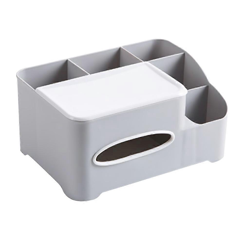 Cosmetics Organizer Desktop Storage Box Multi-function Storage 25X17X12CM Grey Rectangular Dustproof 1Set