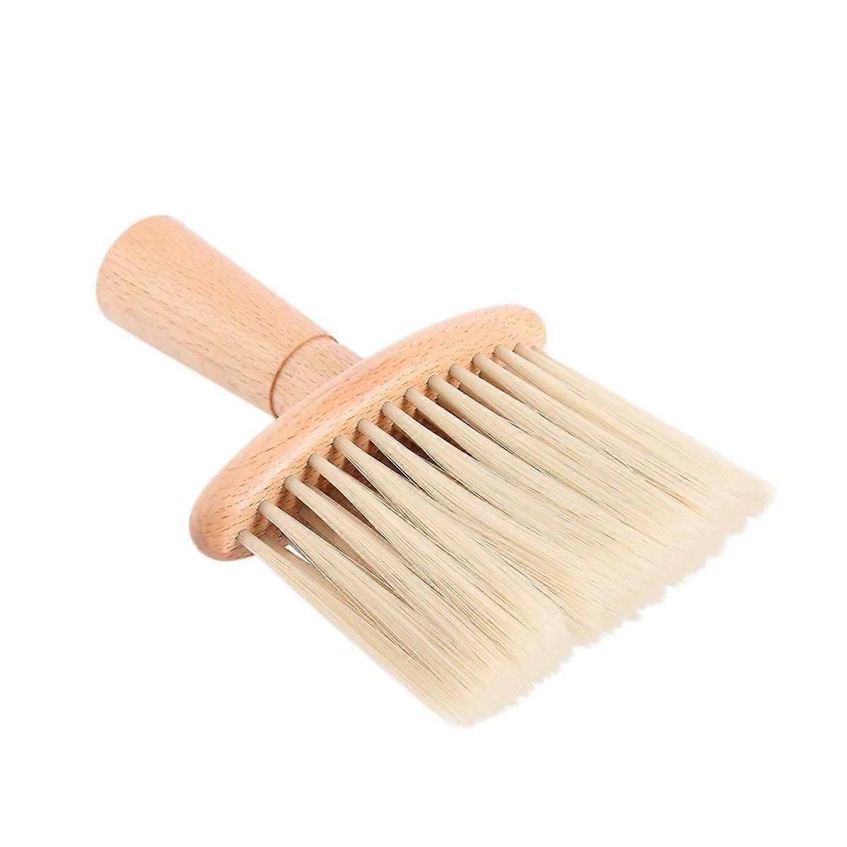Neck Duster Brush for Broken Hair Removal with Fine Nylon Bristles Beige Wooden Handle for Better .5 inches