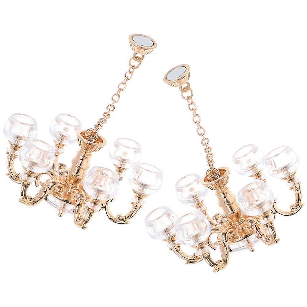 2pcs Miniature Hanging Lamp Doll House Ceiling Light Model Prop 1
