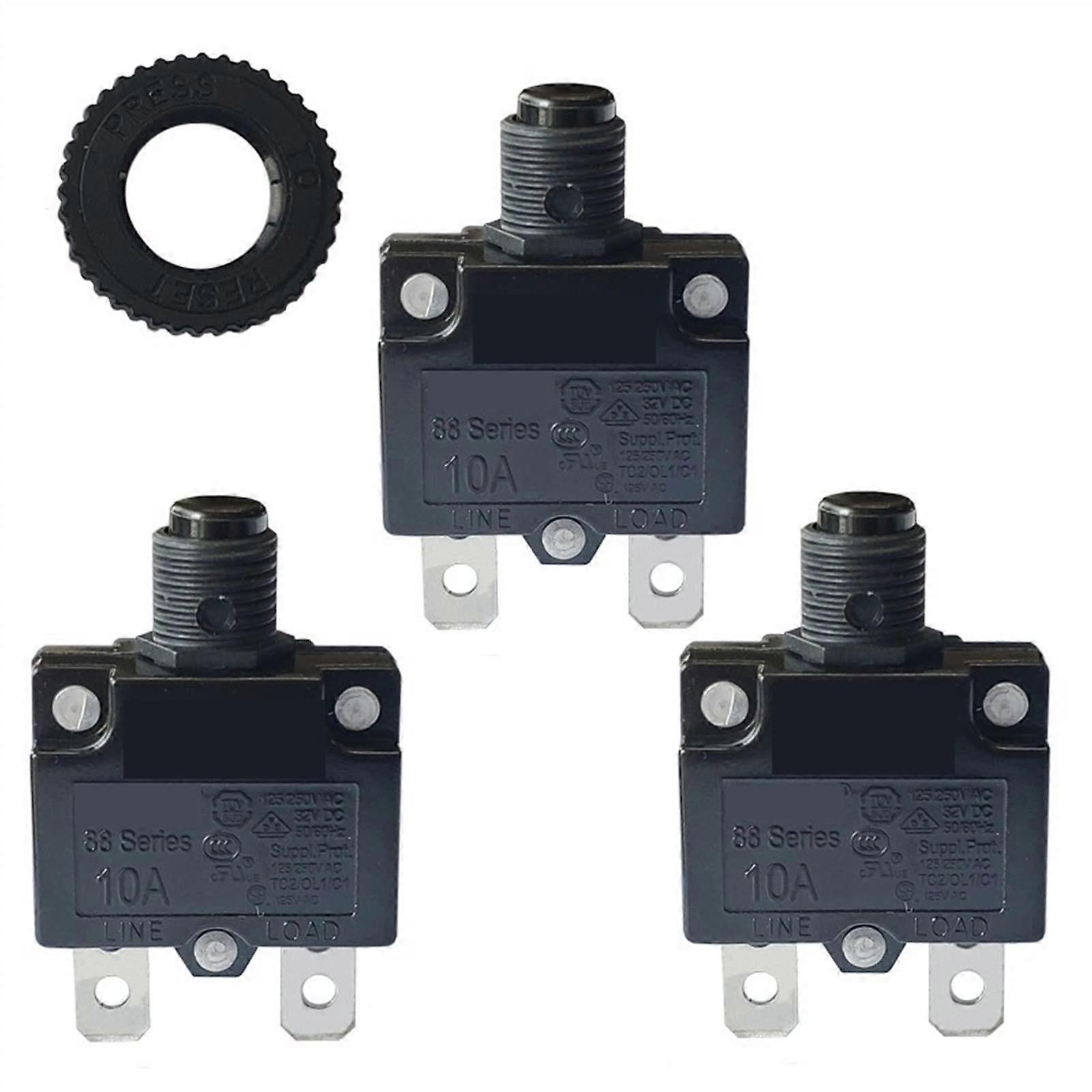Protective switch Series 88 3A 5A 6A 8A 10A 12A 15A 16A 18A 20A 25A thermal rotor resettable 3 pieces (Size: 9A)