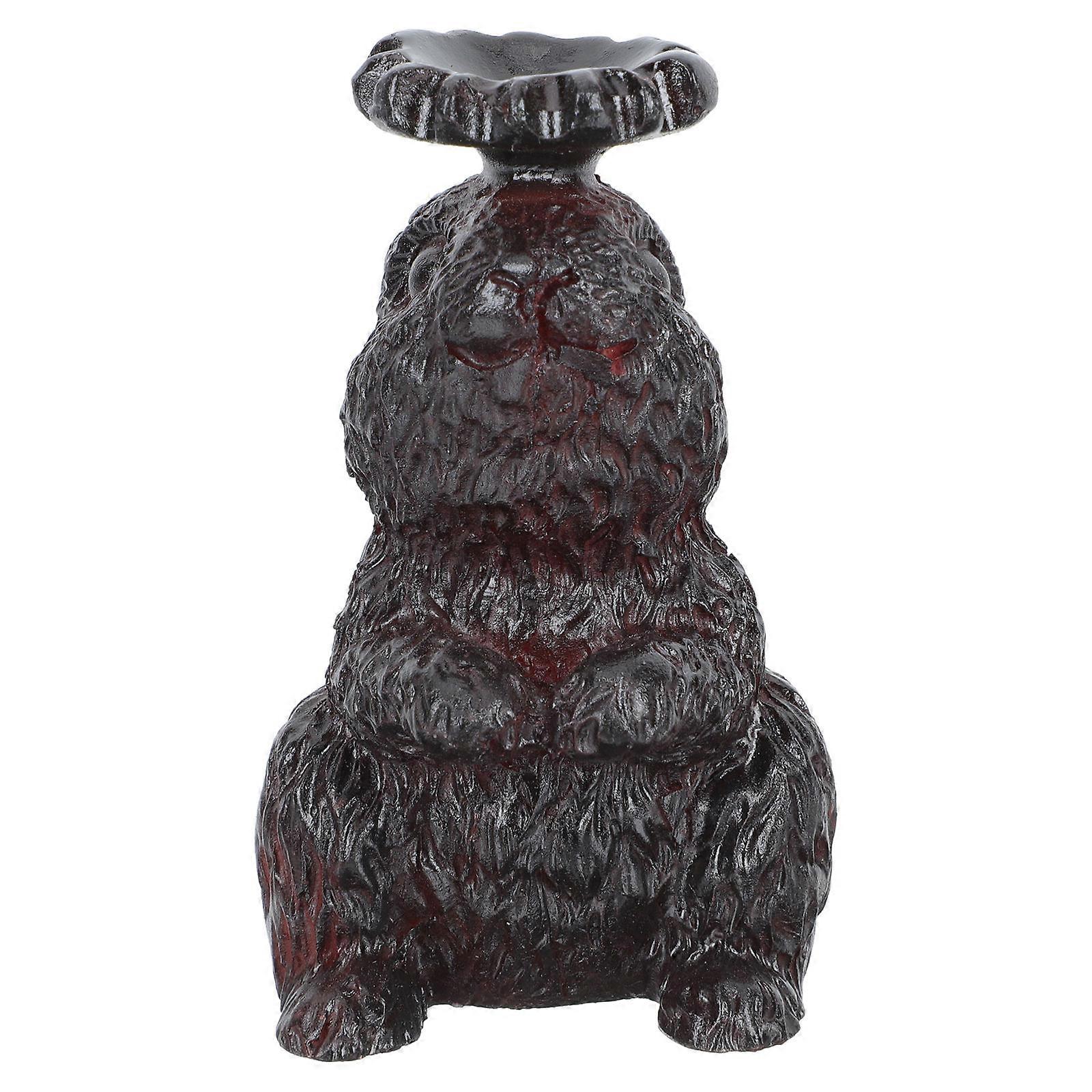 Resin Brown Rabbit Sculpture for Decoration Use Crystal Ball Base Multi-Functional Craft 6.3 Inches