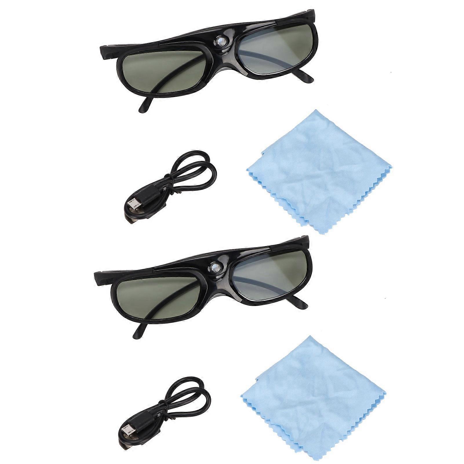 144Hz 3D Active Shutter Glasses for DLP Projector, 2 Pack LCD Lens Compatible with 3D DLP Link Projectors Home Theater