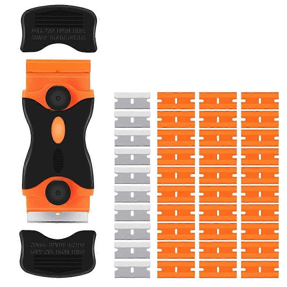Double-Sided Scraper Set with Plastic Handle for Removing Labels, Paint, and Glue