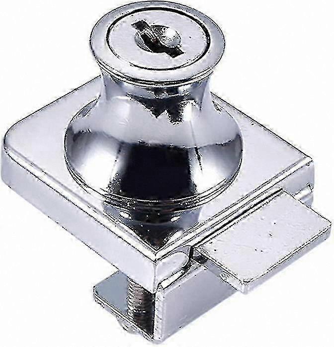 Chrome Steel Lock for Glass Doors, 5-8mm Drill Bit, Includes 2 Keys, Secure Showcase and Screen Door Solution