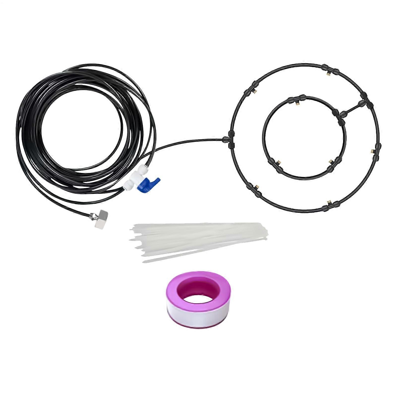 Fan Mister Kit, Misting Attachment for Fan 8M Hose MultiNozzle Sprayer for Event Tents Garden Deck BBQ