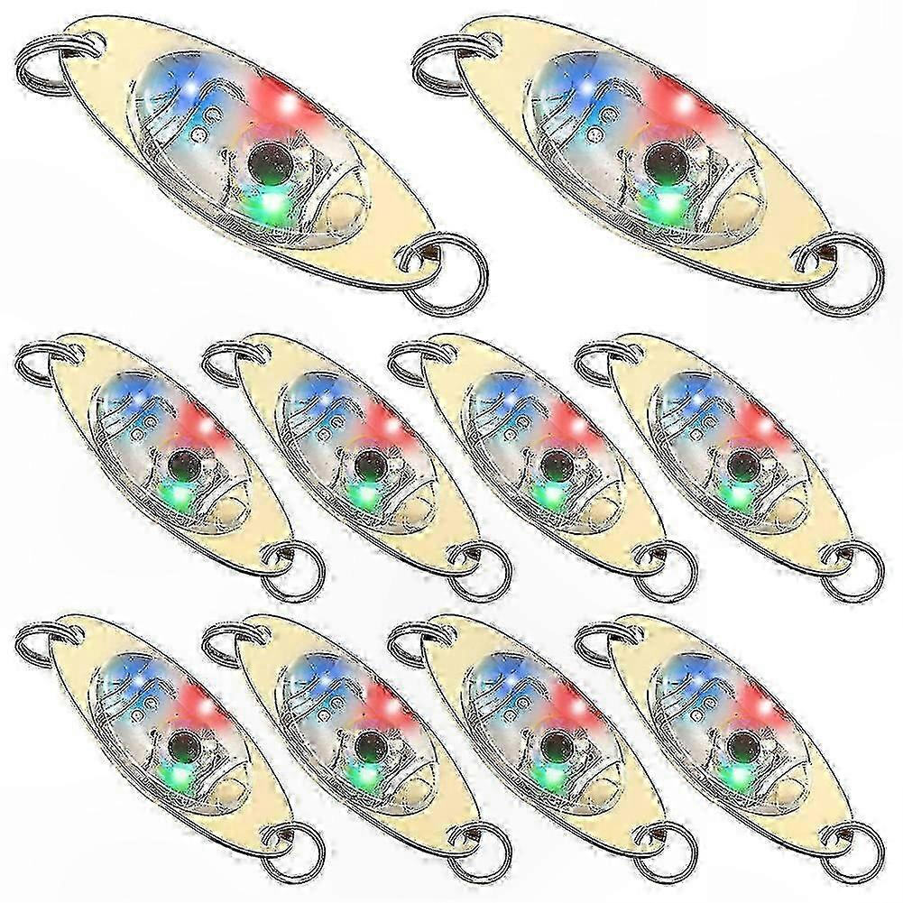 10 Pack LED Fishing Lures with Underwater Flashing Spoons for Bass and Halibut Trolling