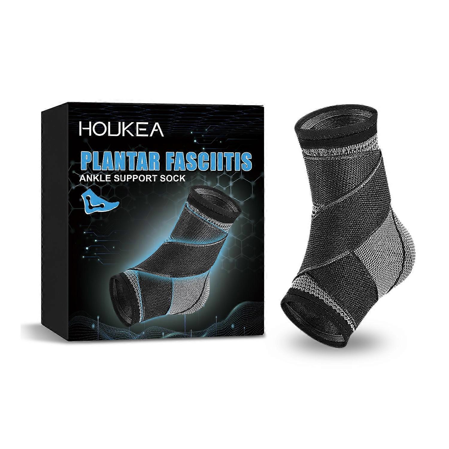 1-6x HOUKEA HKA07-A002-1-BK1 1Pc Outdoor Sports Breathable Plantar Fasciitis Ankle Support Sock