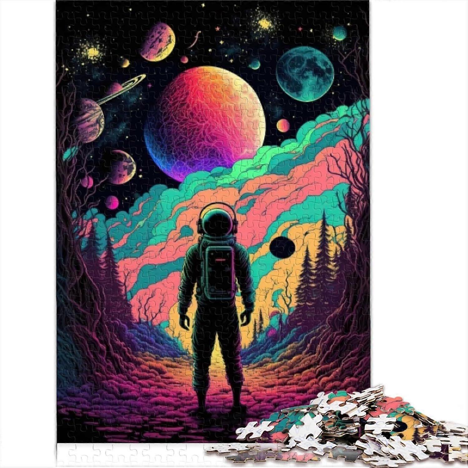 Astronaut im Weltraum Puzzle Puzzle Puzzle 300/500/1000 Teile Holz Puzzle Geeignet für Erwachsene und Jugendliche 12+ Puzzle für Erwachsene und 