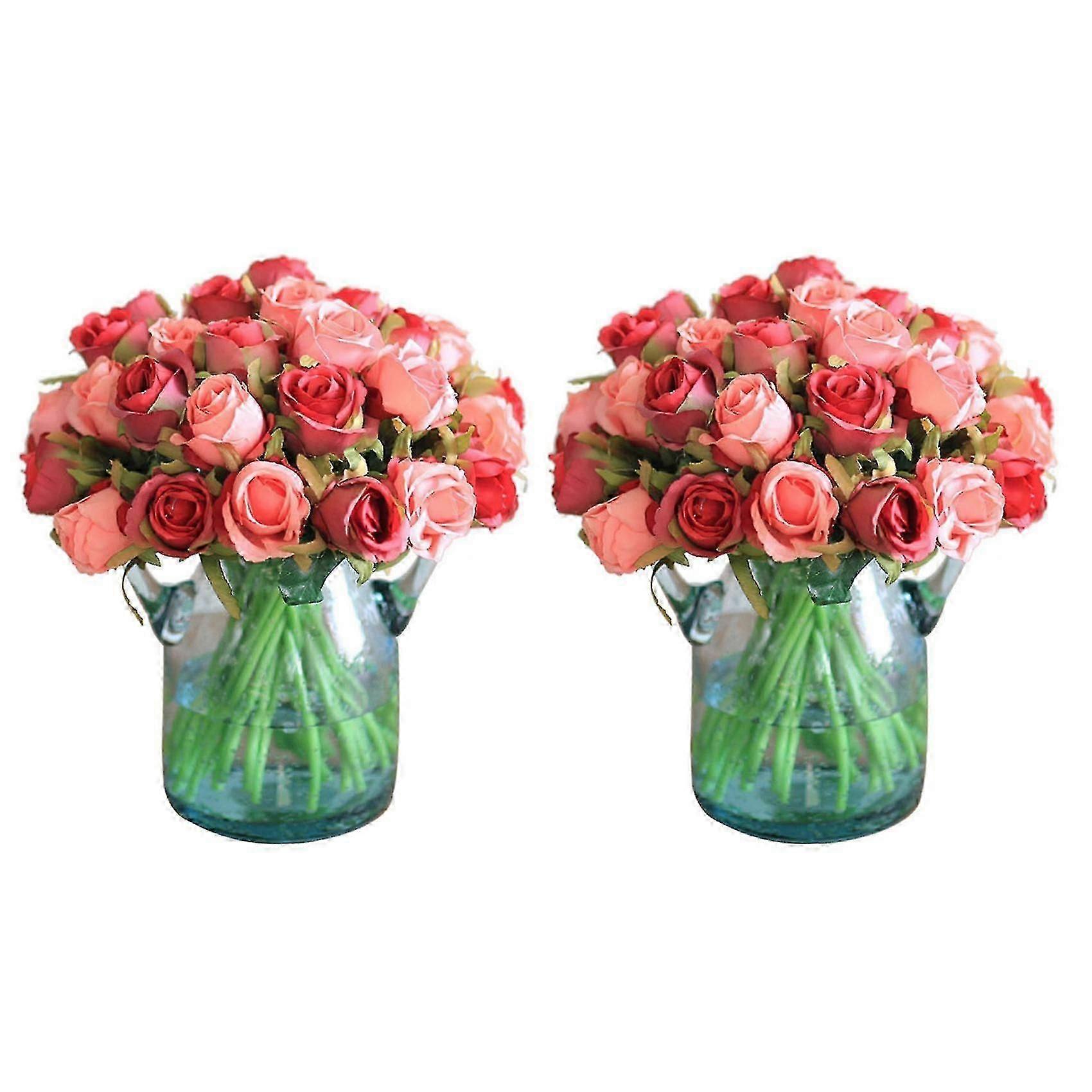 24pcs flores artificiales ramo de boda tailandés flores de seda real champán