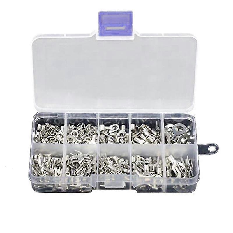 320Pcs 10 in 1 Terminals Non-Insulated Ring Fork U-Type Brass Terminals Assortment Kit Cable Crimp