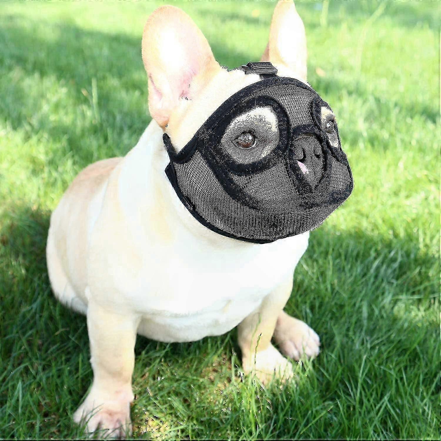 Adjustable Mesh Muzzle for Short-Snouted Dogs, Breathable Anti-Bite Solution for Small Breeds