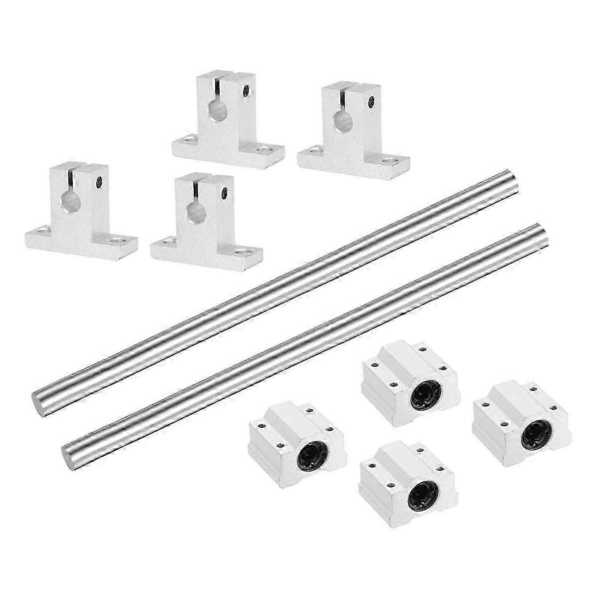 Linear Motion Rail Shaft Slide Guide Set with 2 Pcs Rails, 4 Pcs Bearings & SK8 Rail Support - 8mm x 150mm