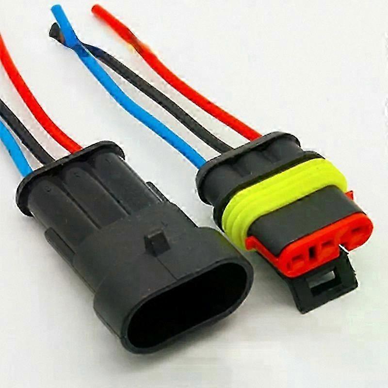 Waterproof 3-Pin Electrical Wire Connector Plug Set with Cable for Auto Applications