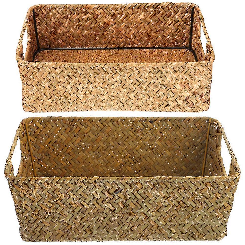 4Pcs Straw Woven Storage Basket for Storage Creative Household Supplies