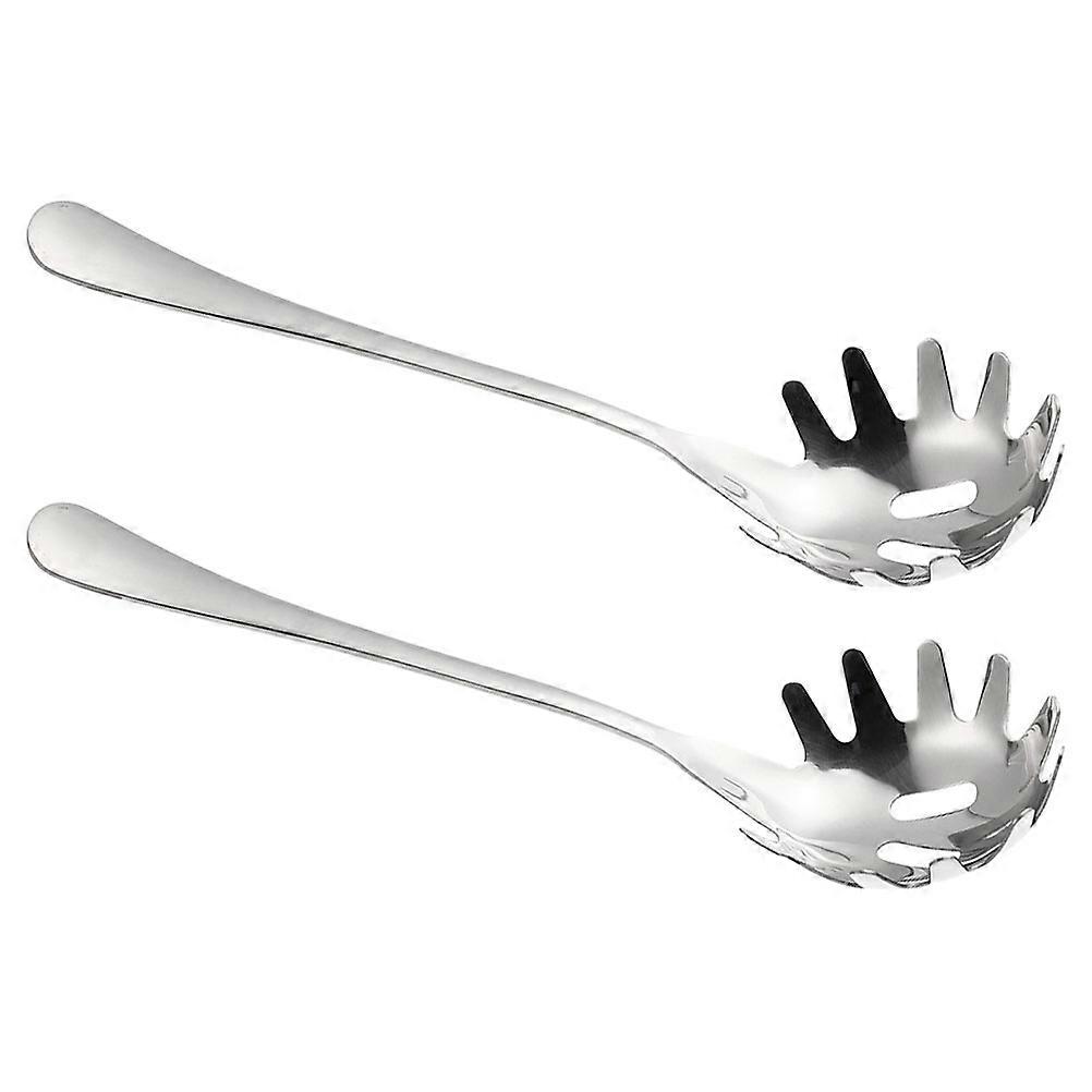 Silver Pasta Spoon Stainless Steel for Draining Pasta 2Pcs Multi-Functional