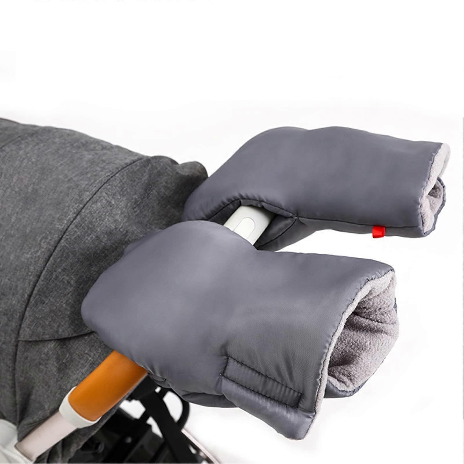 Stroller Gloves Upgraded Extended, Thick Artificial Wool Hand Muff, Waterproof Mittens For Pushchair Pram Grey One Size