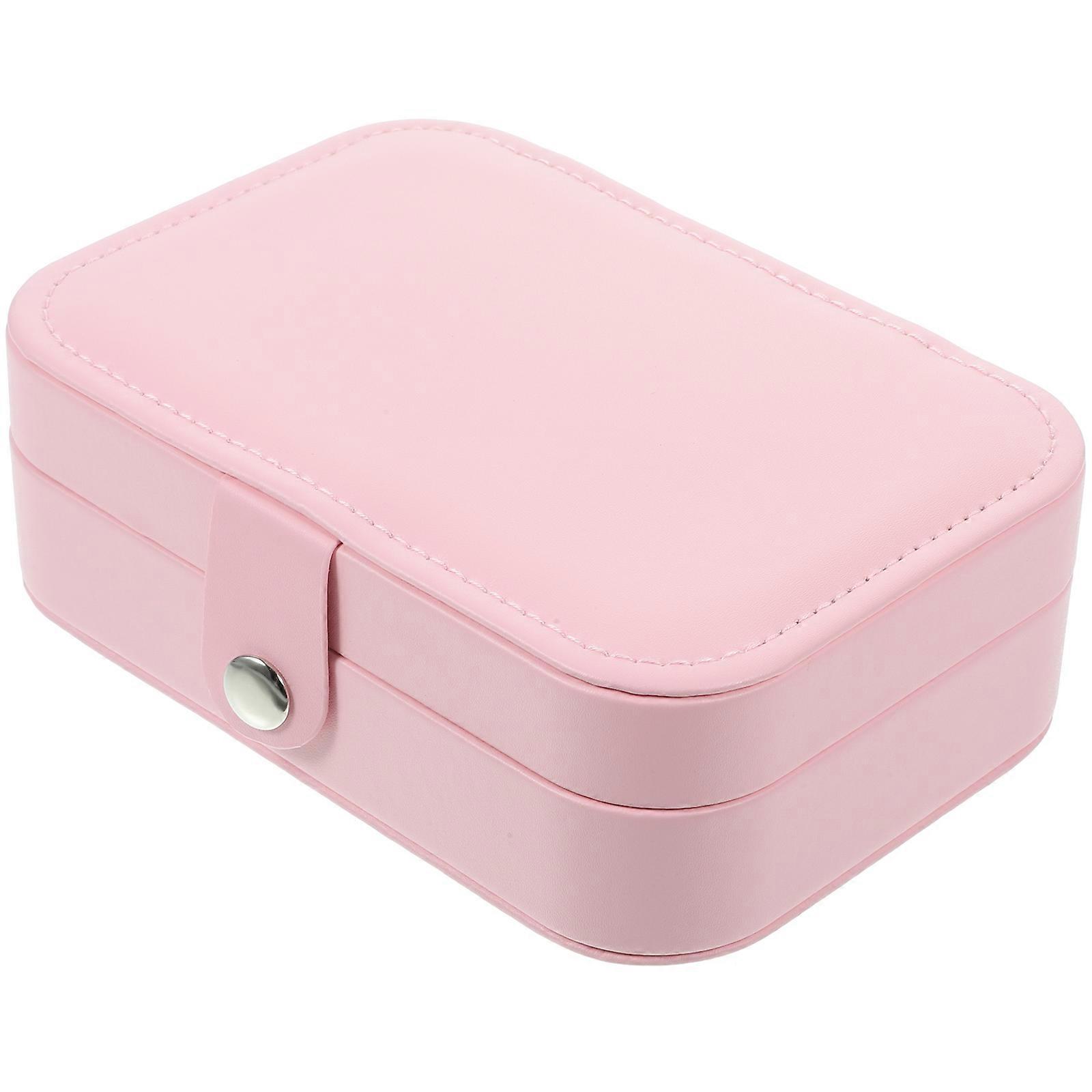 Jewelry Box Pink Travel Organizer for Storage 3-Layers with Mirror Case