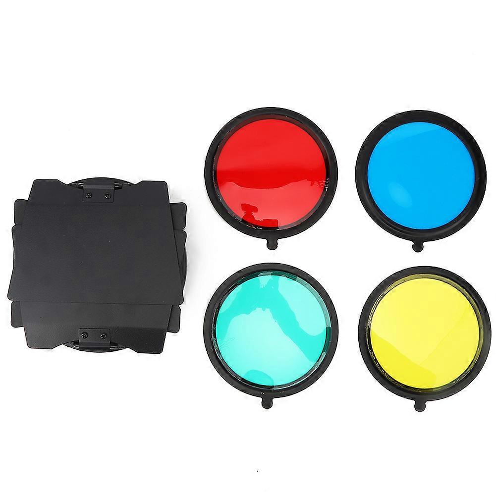 10x10cm Black Universal Mount Shooting Four Leaf Light Barrier with Cellular 4 Colour Filter for Photography Lamp