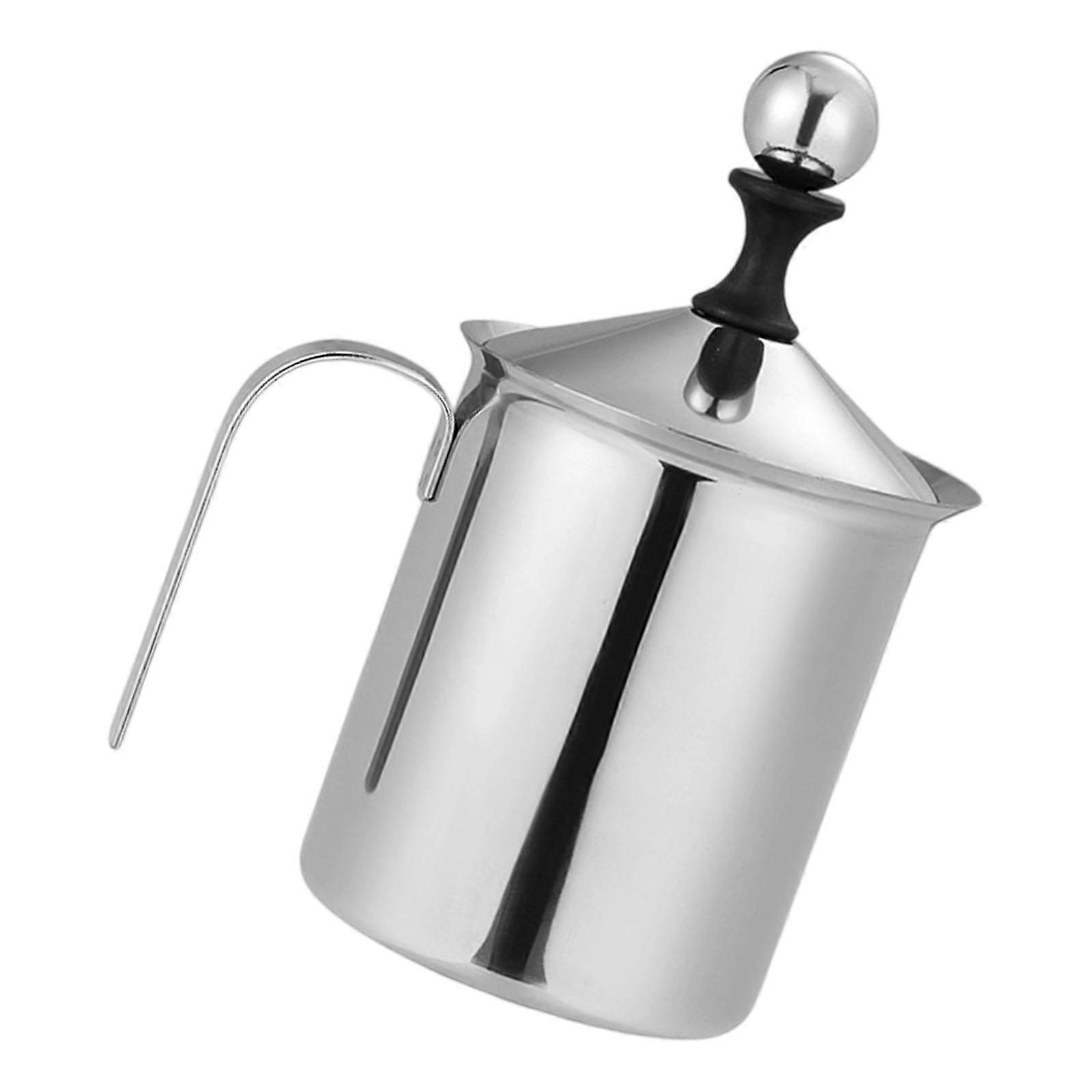 304 Nonrust Steel Double Layer Manual Milk Frother Hygienic Design For Perfect Foam In Coffee Drink Multicolor