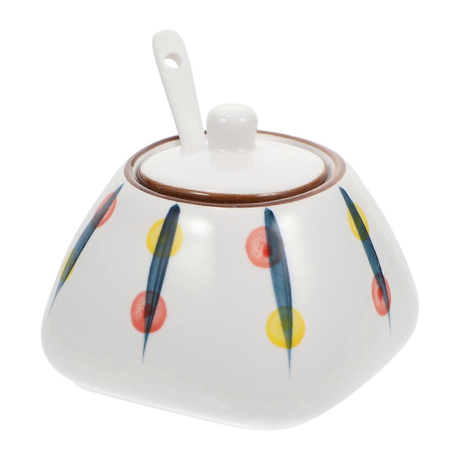 Compartmentalized Seasoning Container Ceramic Spicy Flour Pot Delicate Outlook 1 Set