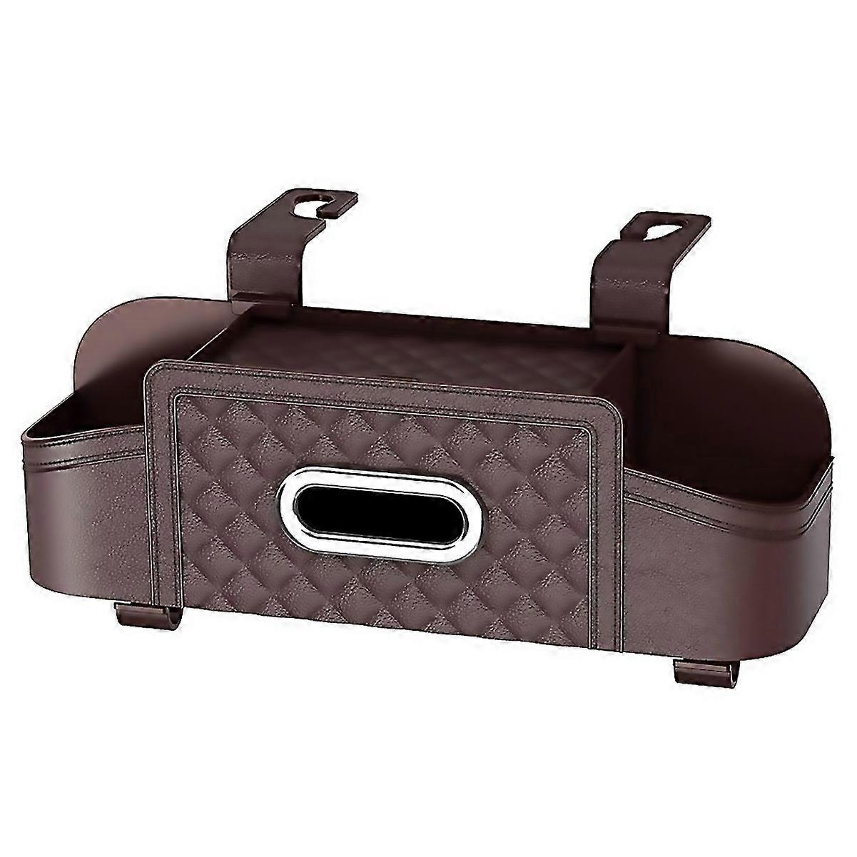 For Car Seat Back Storage Box Multifunctional Car Tissue Universal Brown