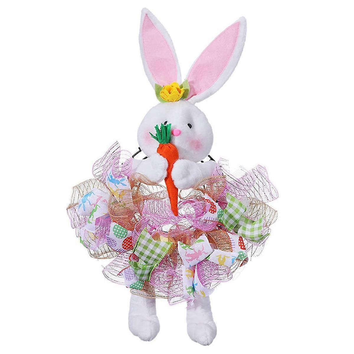Easter Wreath for Front Door, Bunny Shaped Easter Holiday Wreath, A