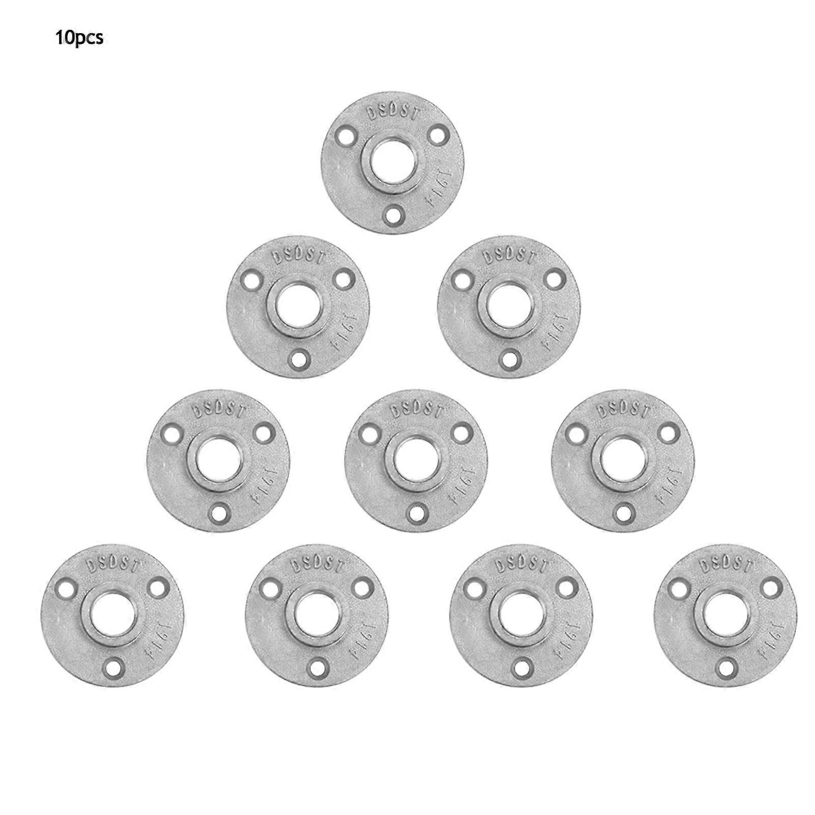 10pcs Alloy/ Cast Iron 3 Holes 65mm DN15 Flange Pipe Base Thread Floor Flange(Aluminum alloy)