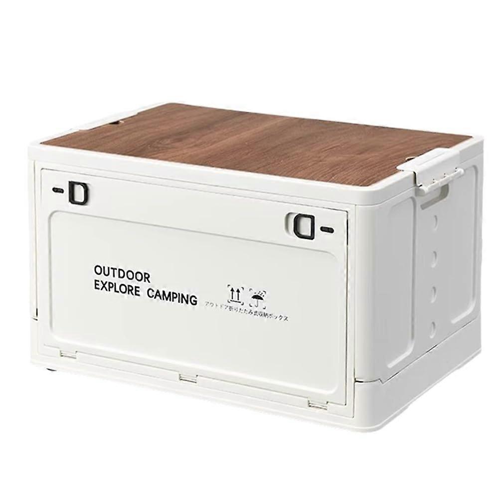 Outdoor Camping Folding Tourist Table With Storage Box, Car Storage Box, White, Size L